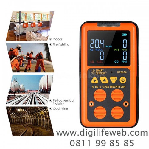 ST8900 4in1 Digital Gas Detector H2S Carbon Monoxide Gas Monitor Gas Leak Tester 6933834694159 